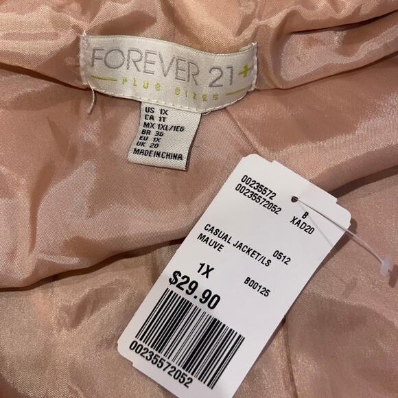 Forever 21 Mauve Hooded Jacket Trench Coat Plus Size 1X Fall Winter Utility NWT - Picture 4 of 5